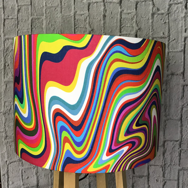 Psychedelic,retro, colourful drum lampshade/pendant shade. 20cm,30cm,40cm.