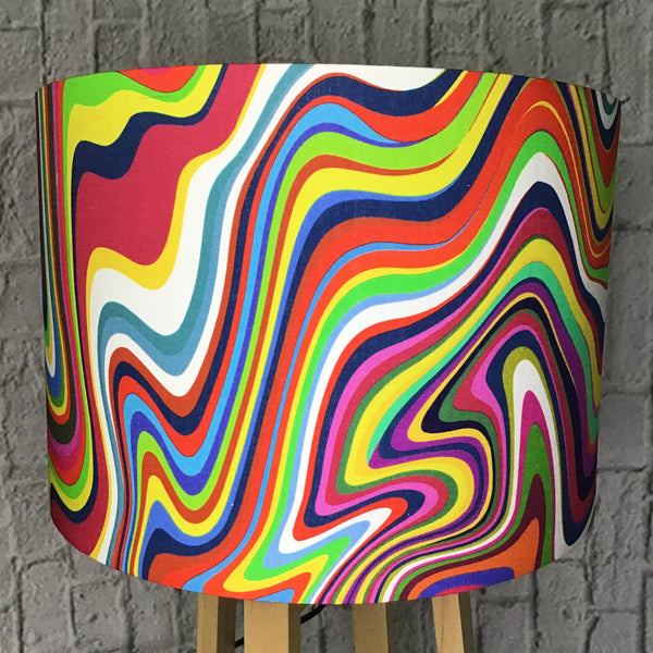 Psychedelic,retro, colourful drum lampshade/pendant shade. 20cm,30cm,40cm.