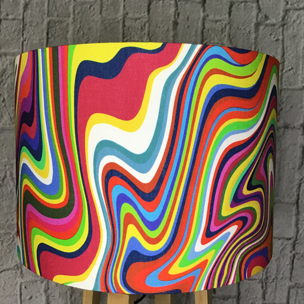 Psychedelic,retro, colourful drum lampshade/pendant shade. 20cm,30cm,40cm.
