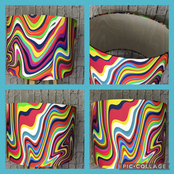 Psychedelic,retro, colourful drum lampshade/pendant shade. 20cm,30cm,40cm.