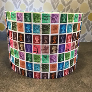 Colourful Stamp fabric Drum lampshade/pendant. statement light