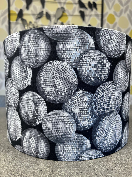 Black and Silver Disco Ball Drum lampshade