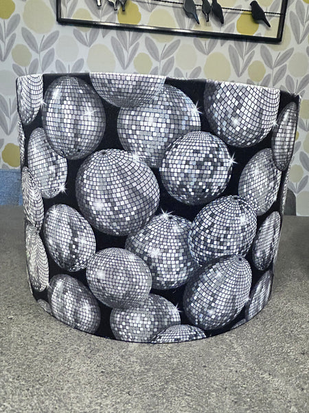 Black and Silver Disco Ball Drum lampshade