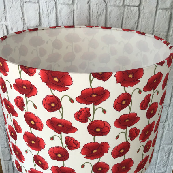 Stunning poppy design Drum lampshade/pendant shade. 20cm,30cm,40cm.