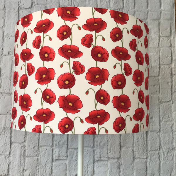 Stunning poppy design Drum lampshade/pendant shade. 20cm,30cm,40cm.