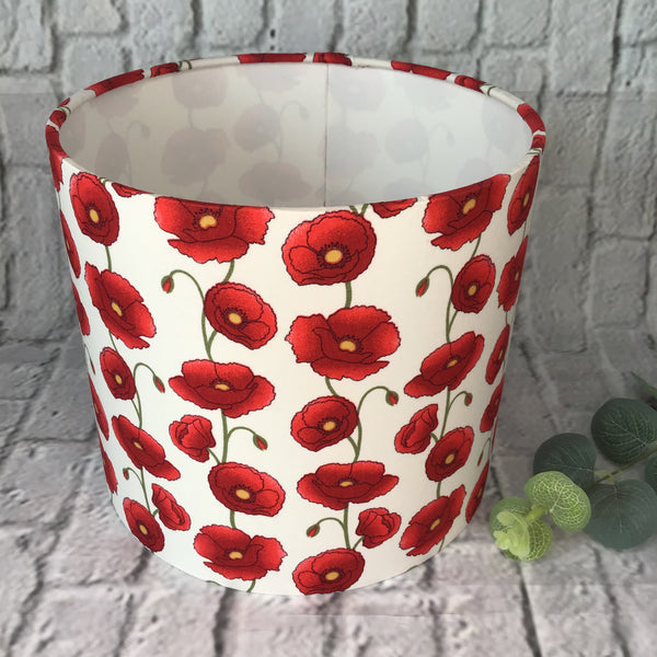 Stunning poppy design Drum lampshade/pendant shade. 20cm,30cm,40cm.