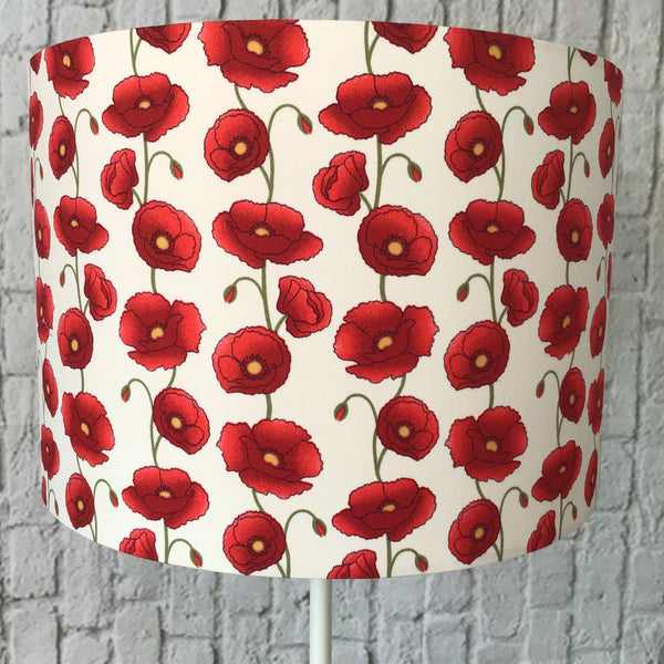 Stunning poppy design Drum lampshade/pendant shade. 20cm,30cm,40cm.