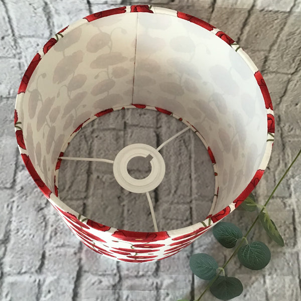 Stunning poppy design Drum lampshade/pendant shade. 20cm,30cm,40cm.