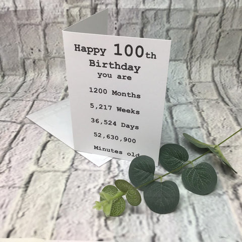 100th Birthday Card ~ Special birthday card