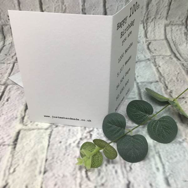 100th Birthday Card ~ Special birthday card