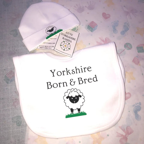 Yorkshire Born & Bred Bib and Hat gift set