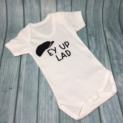 Baby Vest - Ey Up Lad, Yorkshire quotes, Organic Cotton