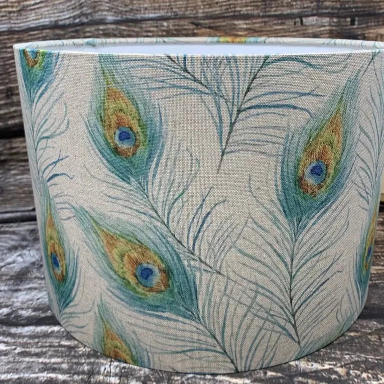 Peacock feather design Drum lampshade/pendant shade. 20cm,30cm,40cm.