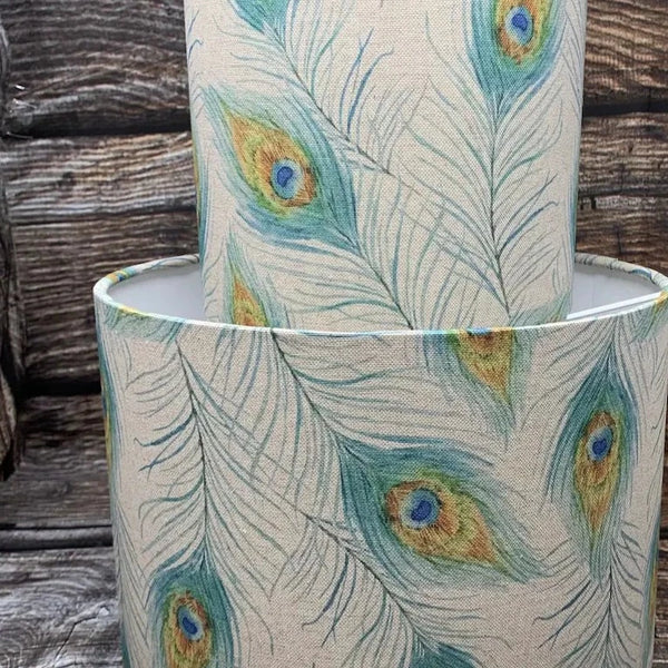Peacock feather design Drum lampshade/pendant shade. 20cm,30cm,40cm.