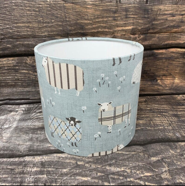 Pale teal Sheep Drum lampshade/pendant shade. 20cm,30cm,40cm.