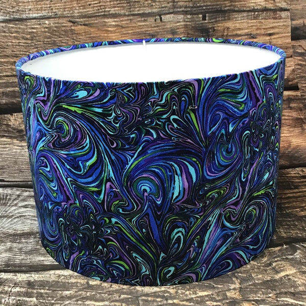 Blue swirl Drum lampshade/pendant shade. 20cm,30cm,40cm.