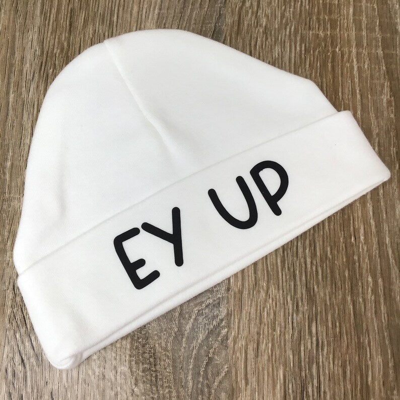 Ey up Baby Beanie hat. Baby gift, Christmas baby, Yorkshire Baby.
