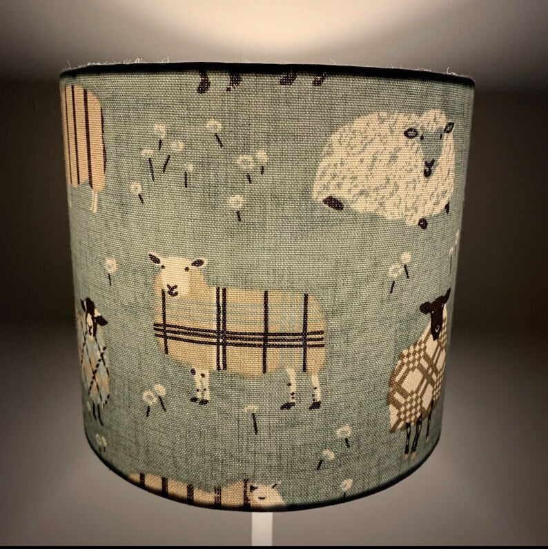 Pale teal Sheep Drum lampshade/pendant shade. 20cm,30cm,40cm.