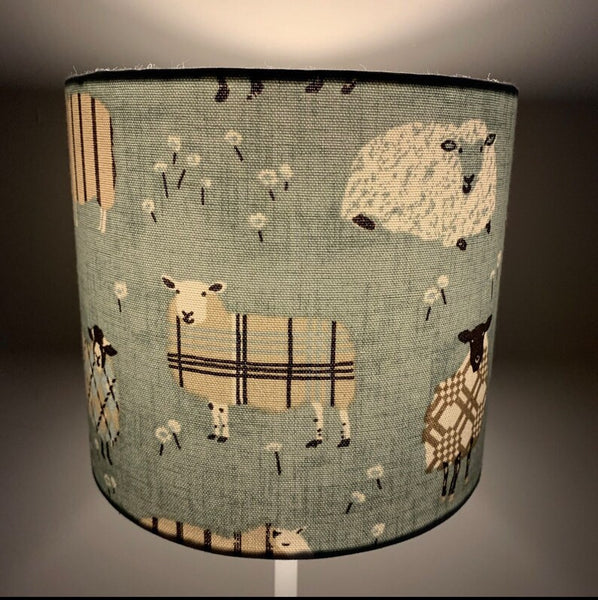 Pale teal Sheep Drum lampshade/pendant shade. 20cm,30cm,40cm.