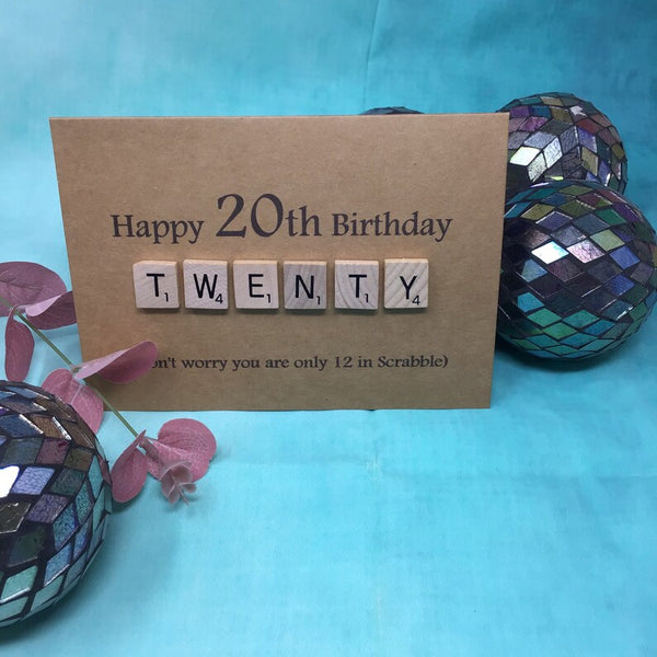 20th Scrabble Birthday Card