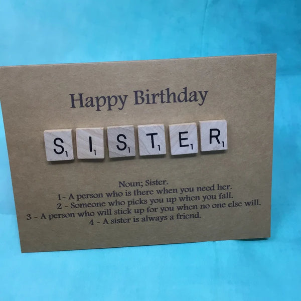 Sister Scrabble Birthday Card
