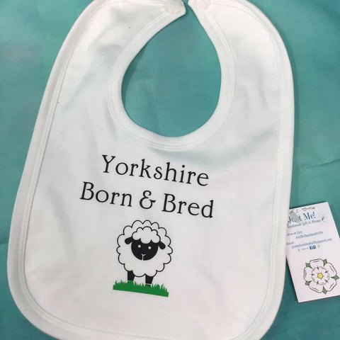 Yorkshire Born and Bred Bib, baby gift, Yorkshire baby