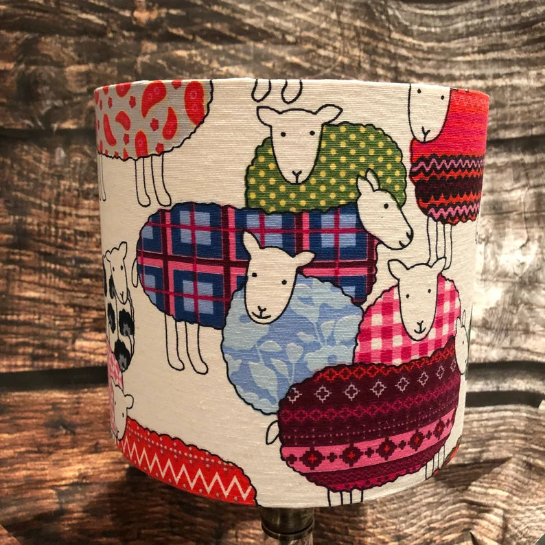 Patterned Sheep Drum lampshade/pendant shade. 20cm