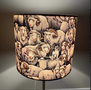 Crowded Sheep Drum lampshade/pendant shade. 20cm,