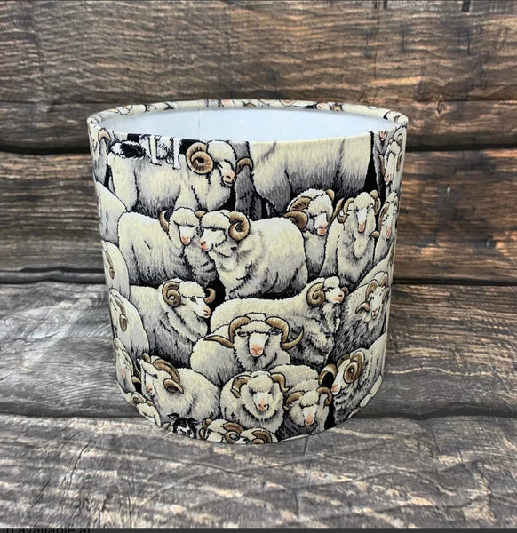 Crowded Sheep Drum lampshade/pendant shade. 20cm,