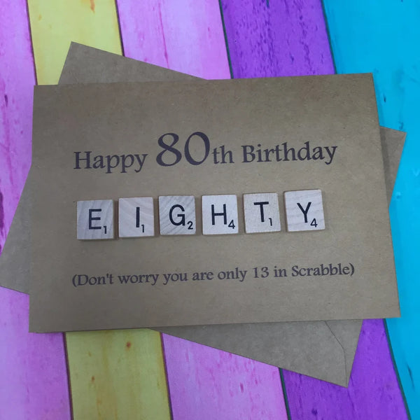 80th Scrabble Birthday Card
