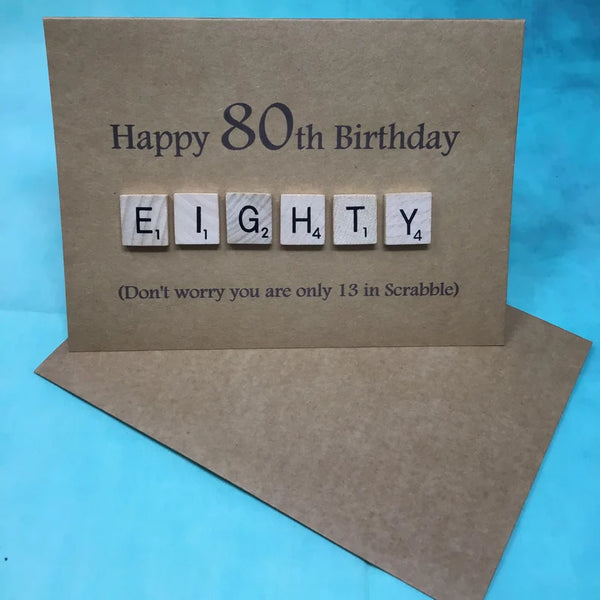 80th Scrabble Birthday Card