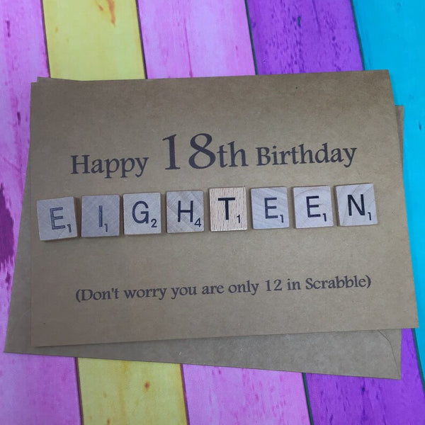 18th Scrabble Birthday Card