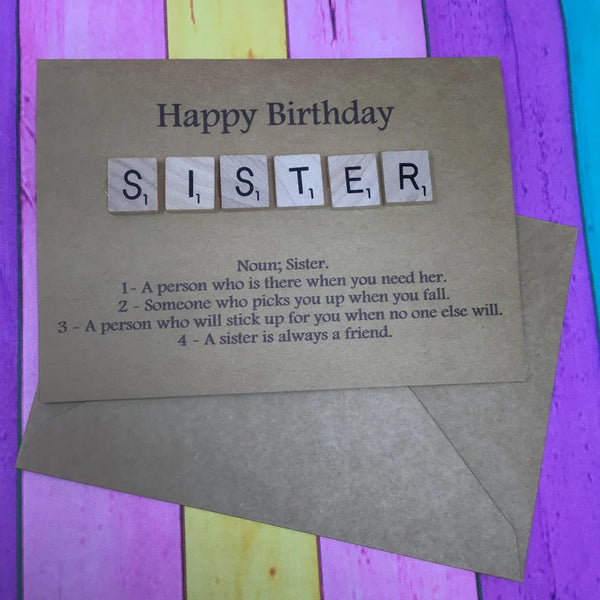 Sister Scrabble Birthday Card