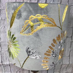 Dark Grey velvet embroidered lampshade/pendant shade. 20cm , decor, Lamp