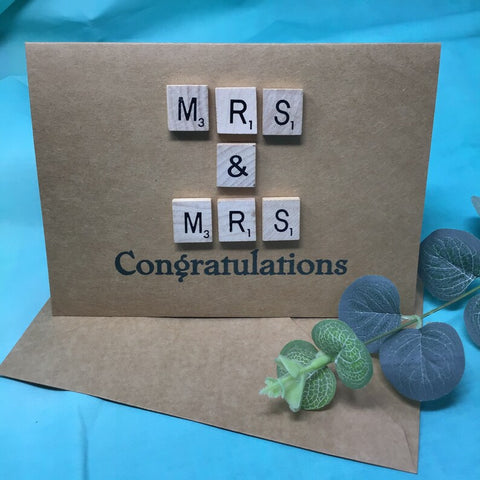 Mrs & Mrs - Scrabble Card, special card, wedding, special card, civil partnership