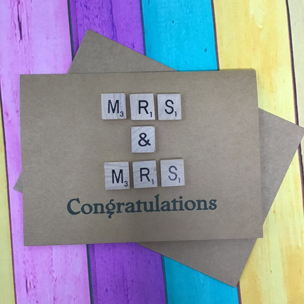 Mrs & Mrs - Scrabble Card, special card, wedding, special card, civil partnership
