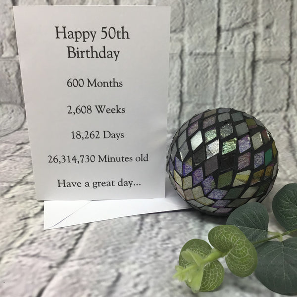 50th Birthday card, Precious time.
