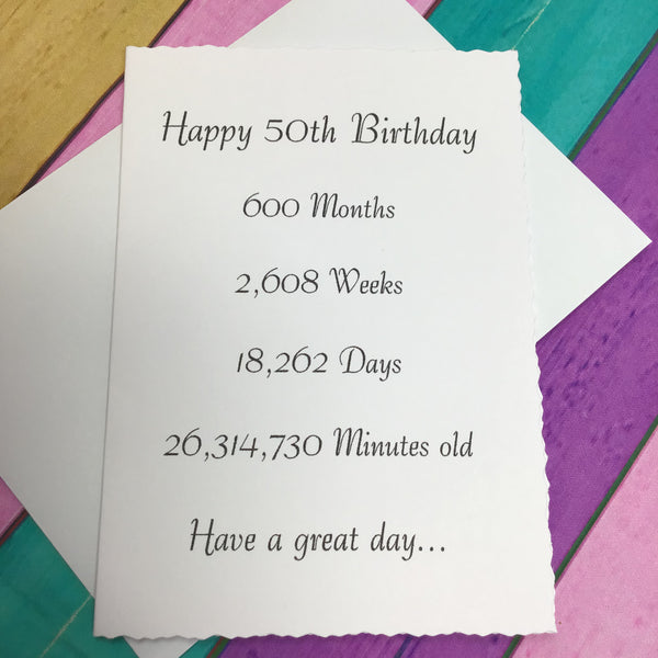 50th Birthday card, Precious time.