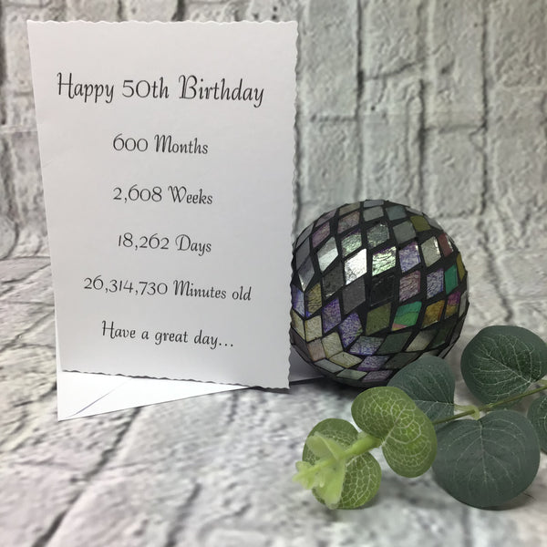 50th Birthday card, Precious time.